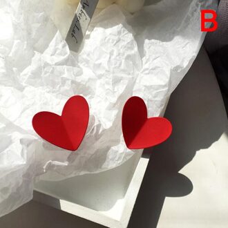 1 Paar Rood Hart Strik Stud Oorbellen Oor Accessoires Zoete Vrouwen Sieraden