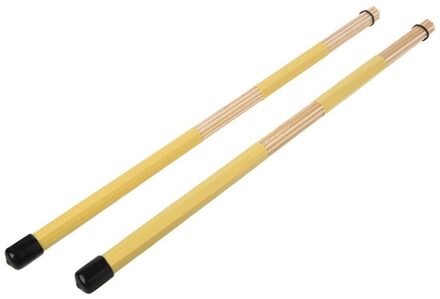 1 Paar Rubber Drum Brushes Sticks Bamboe Zwart Drum Accessoires Onderdelen Jazz Drum Brushes Drums Sticks geel