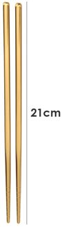 1 Paar Rvs Chinese Eetstokjes Antislip Herbruikbare Metalen Eetstokje Voor Sushi Hashi Voedsel Sticks Servies Keuken Tool goud 21cm