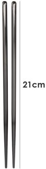 1 Paar Rvs Chinese Eetstokjes Antislip Herbruikbare Metalen Eetstokje Voor Sushi Hashi Voedsel Sticks Servies Keuken Tool zwart 21cm