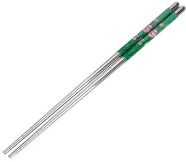 1 Paar Rvs Eetstokjes 23 CM Metalen Chinese Stijl Bloem Patroon Chop Sticks Eten Ware Zilver Kleur D