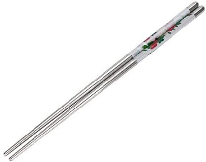 1 Paar Rvs Eetstokjes 23 CM Metalen Chinese Stijl Bloem Patroon Chop Sticks Eten Ware Zilver Kleur