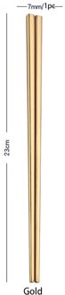 1 Paar Rvs Servies Zwart Lengte Herbruikbare Eetstokjes Servies Zilveren Iron Antislip Huishoudelijke Metalen Chinese # BL3 Goud