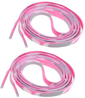 1 Paar Schaatsen Schoenveter Schaatsen Laarzen Strings Voor Mannen Vrouwen Buiten 180Cm Camo roze