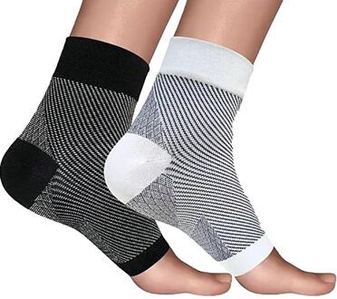 1 Paar Schuine Streep Sport Compressie Enkelbrace Elastische Protector Sokken Voor Letsel Herstel Gewrichtspijn Sport Sokken wit / L/xl