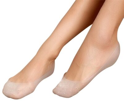 1 Paar Silicone Ademend Yoga Voet Sok Fasciitis Voetverzorging Bescherming Tool Gel Sokken Gebarsten Plantaris Volledige Lengte wit - Full foot