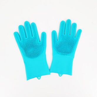 1 Paar Silicone Cleaning Handschoenen Keuken Magic Siliconen Schotel Wassen Handschoen Voor Huishoudelijke Scrubber Rubber Keuken Clean Tool Blauw