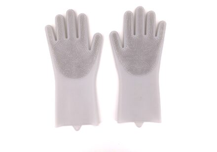1 Paar Silicone Cleaning Handschoenen Keuken Magic Siliconen Schotel Wassen Handschoen Voor Huishoudelijke Scrubber Rubber Keuken Clean Tool Grijs
