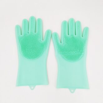 1 Paar Silicone Cleaning Handschoenen Keuken Magic Siliconen Schotel Wassen Handschoen Voor Huishoudelijke Scrubber Rubber Keuken Clean Tool groen