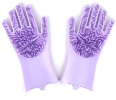 1 Paar Silicone Cleaning Handschoenen Keuken Magic Siliconen Schotel Wassen Handschoen Voor Huishoudelijke Scrubber Rubber Keuken Clean Tool pruim