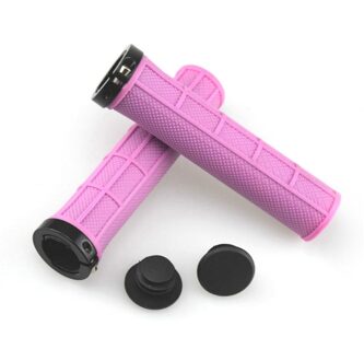 1 Paar Silicone Fiets Handvat Grips Dual Lock Mountainbike Anti Slip Handvat Grips Mountainbike Fiets Onderdelen Accessoires roze