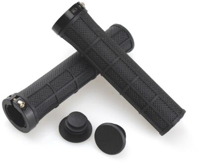 1 Paar Silicone Fiets Handvat Grips Dual Lock Mountainbike Anti Slip Handvat Grips Mountainbike Fiets Onderdelen Accessoires zwart