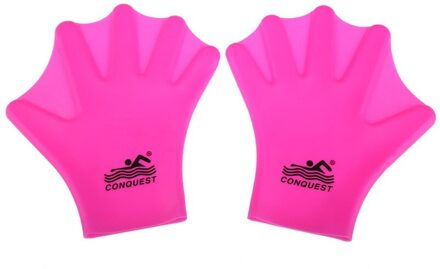 1 Paar Silicone Zwemmen Zwemvliezen Handschoenen Volwassen Zwemmen Vinger Vinnen Hand Paddle Dragen Silicon Peddelen Palm Props Gereedschap BHU2 Rood
