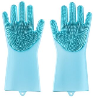 1 Paar Siliconen Handschoenen Keuken Schoonmaken Afwassen Handschoenen Magic Scrubber Rubber Afwas Handschoenen Gereedschap Keuken Gadgets blauw C