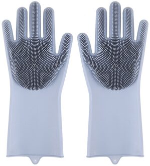 1 Paar Siliconen Handschoenen Keuken Schoonmaken Afwassen Handschoenen Magic Scrubber Rubber Afwas Handschoenen Gereedschap Keuken Gadgets grijs E