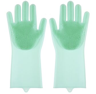 1 Paar Siliconen Handschoenen Keuken Schoonmaken Afwassen Handschoenen Magic Scrubber Rubber Afwas Handschoenen Gereedschap Keuken Gadgets groen B