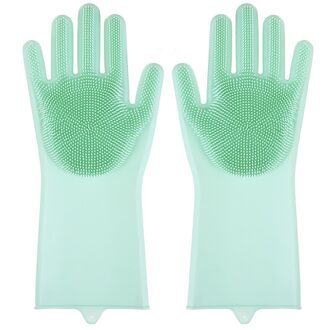 1 Paar Siliconen Handschoenen Keuken Schoonmaken Afwassen Handschoenen Magic Scrubber Rubber Afwas Handschoenen Gereedschap Keuken Gadgets groen B