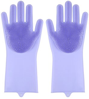 1 Paar Siliconen Handschoenen Keuken Schoonmaken Afwassen Handschoenen Magic Scrubber Rubber Afwas Handschoenen Gereedschap Keuken Gadgets paars D