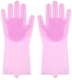 1 Paar Siliconen Handschoenen Keuken Schoonmaken Afwassen Handschoenen Magic Scrubber Rubber Afwas Handschoenen Gereedschap Keuken Gadgets roze A