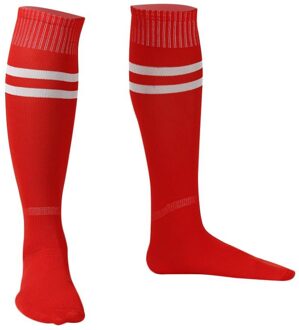 1 Paar Sport Sokken Knie Legging Kousen Voetbal Baseball Voetbal Over De Knie Enkel Mannen Vrouwen Sokken rood