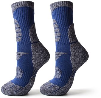 1 Paar Sport Warm Midden Buis Bergbeklimmen Thuis Dikke Winter Skiën Sokken Outdoor Snowboard Antislip Soft Ademend donker blauw