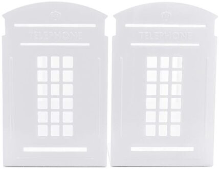 1 Paar Telefooncel Boekensteunen Boek Stand Ondersteuning Desktop Kantoor Tijdschrift Organisator Non Slip Rack Plank Houder wit