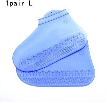1 Paar Thicken Silicone Regen Laarzen Transparant Antislip Regendicht Pak Waterdichte Schoen Cover Home Stofdicht Schoenen laarzen Opslag blauw (L)