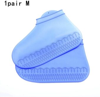1 Paar Thicken Silicone Regen Laarzen Transparant Antislip Regendicht Pak Waterdichte Schoen Cover Home Stofdicht Schoenen laarzen Opslag blauw (M)