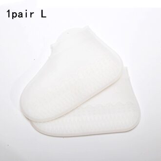 1 Paar Thicken Silicone Regen Laarzen Transparant Antislip Regendicht Pak Waterdichte Schoen Cover Home Stofdicht Schoenen laarzen Opslag wit (L)