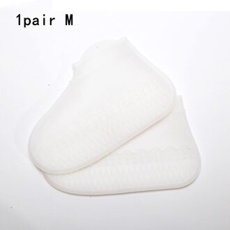 1 Paar Thicken Silicone Regen Laarzen Transparant Antislip Regendicht Pak Waterdichte Schoen Cover Home Stofdicht Schoenen laarzen Opslag wit (M)