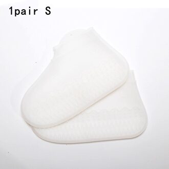 1 Paar Thicken Silicone Regen Laarzen Transparant Antislip Regendicht Pak Waterdichte Schoen Cover Home Stofdicht Schoenen laarzen Opslag wit (S)