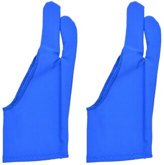 1 Paar Twee Vingers Anti-Fouling Kunstenaar Handschoenen Voor Elke Graphics Drawing Tablet Vermindert Wrijving Papier Schetsen Wanten Blauw