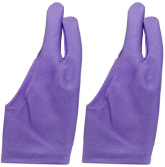 1 Paar Twee Vingers Anti-Fouling Kunstenaar Handschoenen Voor Elke Graphics Drawing Tablet Vermindert Wrijving Papier Schetsen Wanten Paars