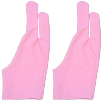 1 Paar Twee Vingers Anti-Fouling Kunstenaar Handschoenen Voor Elke Graphics Drawing Tablet Vermindert Wrijving Papier Schetsen Wanten roze