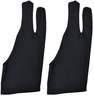 1 Paar Twee Vingers Anti-Fouling Kunstenaar Handschoenen Voor Elke Graphics Drawing Tablet Vermindert Wrijving Papier Schetsen Wanten zwart