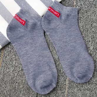 1 Paar Unisex Comfortabele Streep Katoenen Sok Slippers Korte Sokjes Mannen Sokken Ademend Sport Sokken Носки Мужские grijs