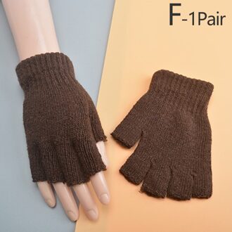 1 Paar Unisex Gebreide Stretch Elastische Warm Half Vinger Vingerloze Handschoenen Mannen Vrouwen Handschoen Voor Winter Warm Unisex Rijden Handschoenen koffie