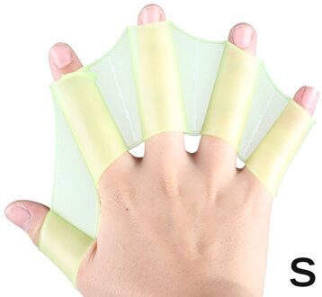 1 Paar Unisex Kikker Type Siliconen Gordels Zwemmen Kant Vinnen Flippers Palm Vinger Zwemvliezen Handschoenen Paddle Water Sport geel / M