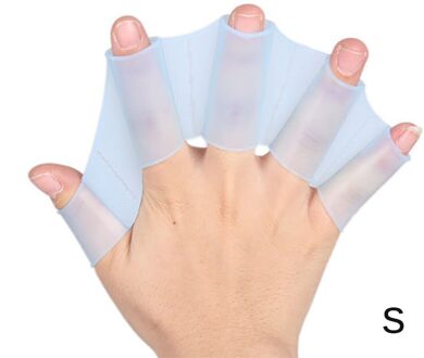 1 Paar Unisex Kikker Type Siliconen Gordels Zwemmen Kant Vinnen Flippers Palm Vinger Zwemvliezen Handschoenen Paddle Water Sport wit / L