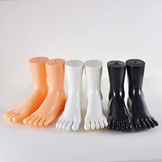 1 Paar Unisex Vrouwelijke & Mannelijke Mannequin Voet Display Ankle Chain Schoenen Sokken Vijf Tenen Uit Elkaar Plastic Torso Dummy Voet wit
