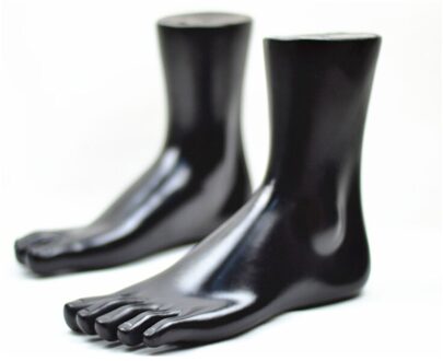 1 Paar Unisex Vrouwelijke & Mannelijke Mannequin Voet Display Ankle Chain Schoenen Sokken Vijf Tenen Uit Elkaar Plastic Torso Dummy Voet zwart