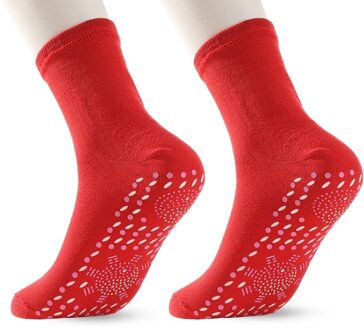 1 Paar Unisex Zelfopwarming Sokken Toermalijn Magnetische Therapie Comfortabele Winter Warm Sok Outdoor Sport Anti-Invriezen Verwarmd sok rood