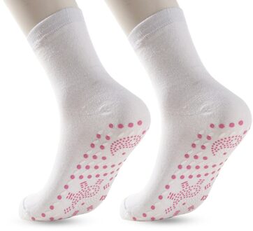 1 Paar Unisex Zelfopwarming Sokken Toermalijn Magnetische Therapie Comfortabele Winter Warm Sok Outdoor Sport Anti-Invriezen Verwarmd sok wit