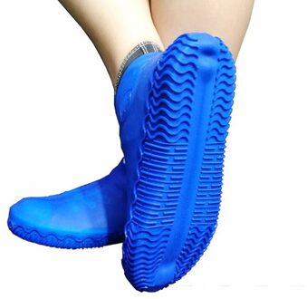 1 Paar Van Herbruikbare Siliconen Schoen Cover S / M / L Waterdichte Regen Schoenen Covers Antislip Rubber rain Boot Overschoenen blauw-S