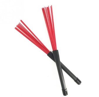 1 Paar Verstelbare Nylon Jazz Drum Borstels Intrekbare Drum Set Borstel Sticks rood