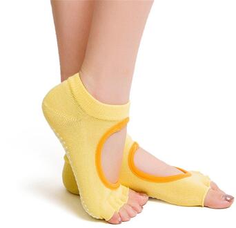 1 Paar Vijf Tenen Sokken Vrouwen Ronde Yoga Sokken Ballet Dansen Sokken Voor Vrouwen Deodorant Ademend En Van Zweet absorptie geel