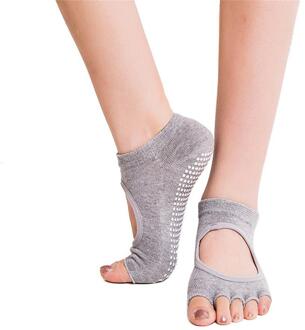 1 Paar Vijf Tenen Sokken Vrouwen Ronde Yoga Sokken Ballet Dansen Sokken Voor Vrouwen Deodorant Ademend En Van Zweet absorptie licht grijs