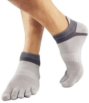 1 Paar Vijf Vinger Sokken Mannen Puur Katoen Sport Ademend Comfortabele Vormgeving Anti Wrijving Mannen Vijf vinger Sokken grijs