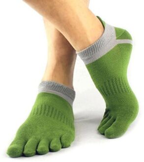 1 Paar Vijf Vinger Sokken Mannen Puur Katoen Sport Ademend Comfortabele Vormgeving Anti Wrijving Mannen Vijf vinger Sokken groen