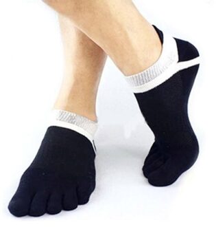 1 Paar Vijf Vinger Sokken Mannen Puur Katoen Sport Ademend Comfortabele Vormgeving Anti Wrijving Mannen Vijf vinger Sokken zwart